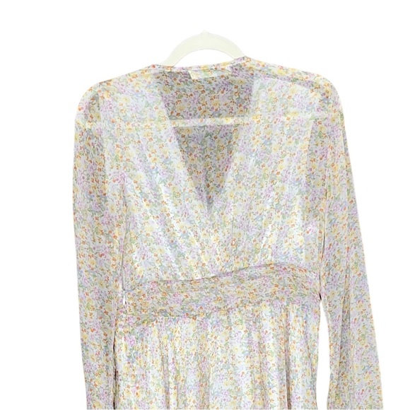 NEW Elodie Long Sleeve Drawstring Waist Dress Pink Yellow White M Lightweight - Picture 6 of 14